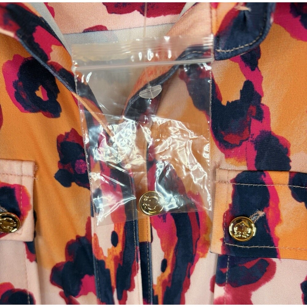 C WONDER by Christian Siriano Leopard Print Maxi Shirt Dress Melon Cloud Medium - Picture 9 of 14